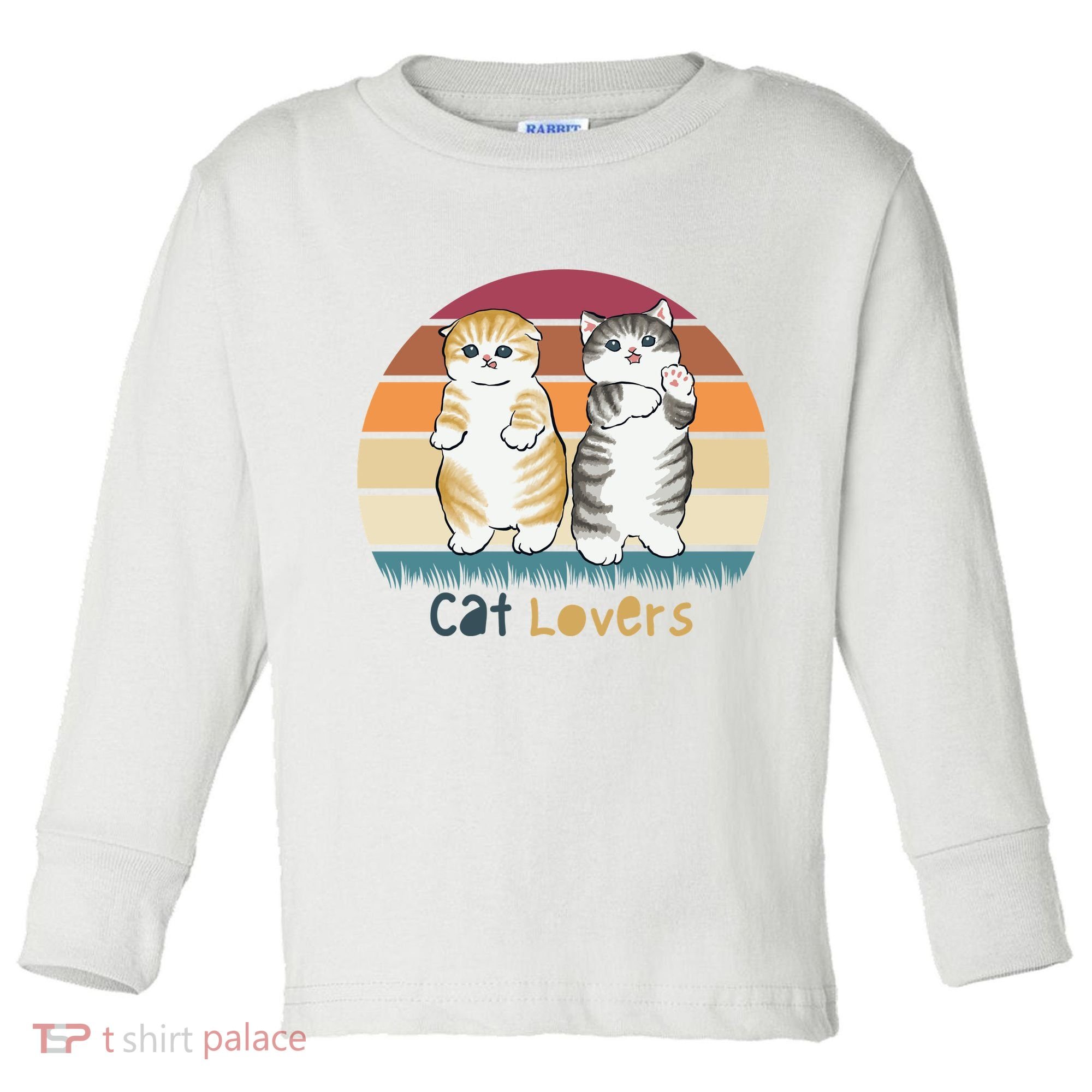 Cat Lovers Cute Retro Sunset Toddler Long Sleeve Shirt