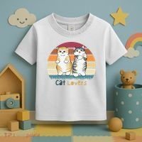 Cat Lovers Cute Retro Sunset Toddler T-Shirt thumb 3