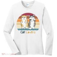 Cat Lovers Cute Retro Sunset Women's Long Sleeve Shirt thumb 0