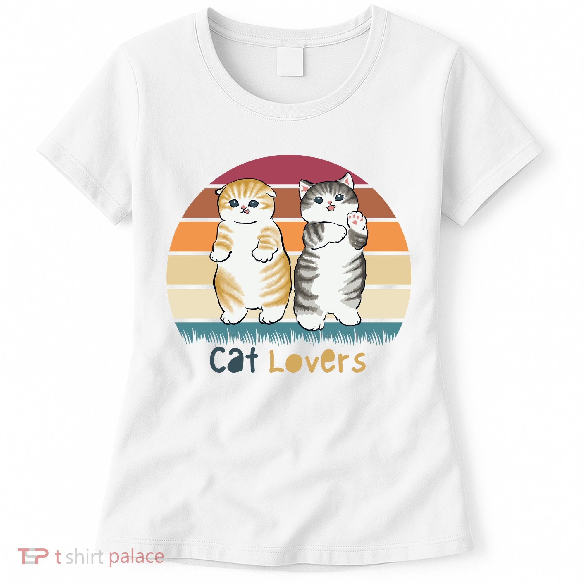 Cat Lovers Cute Retro Sunset Women's T-Shirt