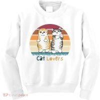 Cat Lovers Cute Retro Sunset Kids Sweatshirt thumb 0