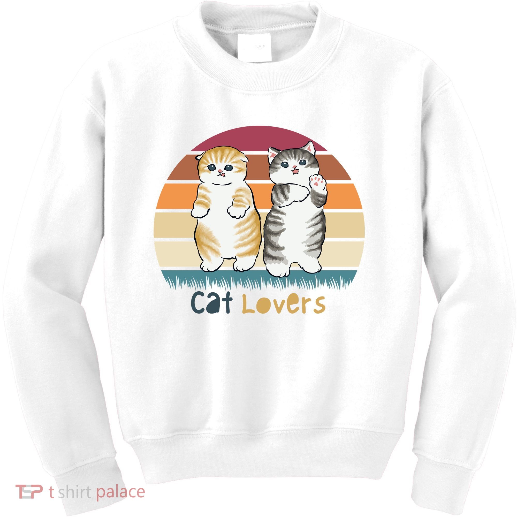 Cat Lovers Cute Retro Sunset Kids Sweatshirt