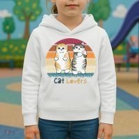 Cat Lovers Cute Retro Sunset Kids Hoodie thumb 3