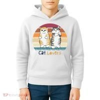 Cat Lovers Cute Retro Sunset Kids Hoodie thumb 4