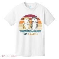 Cat Lovers Cute Retro Sunset Kids T-Shirt thumb 0