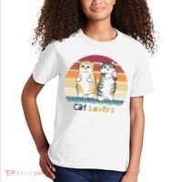 Cat Lovers Cute Retro Sunset Kids T-Shirt thumb 2