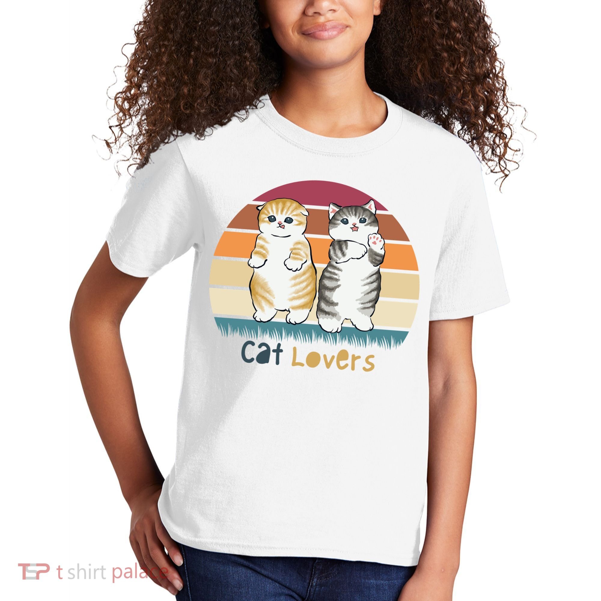 Cat Lovers Cute Retro Sunset Kids T-Shirt