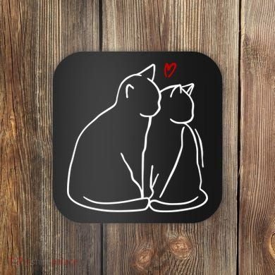 Cat Lover Cute Valentine Coaster