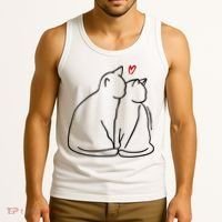 Cat Lover Cute Valentine Tank Top thumb 3