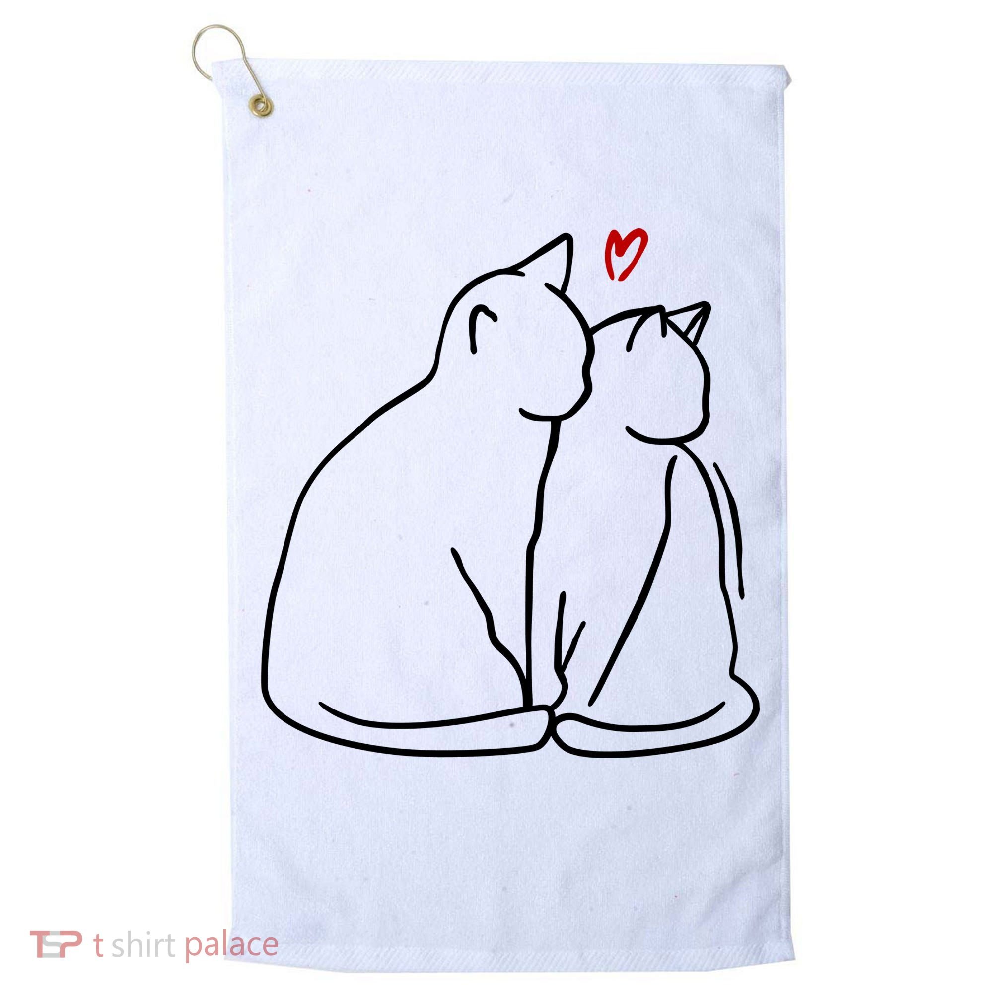 Cat Lover Cute Valentine Golf Towel