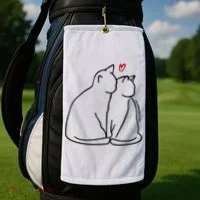 Cat Lover Cute Valentine Golf Towel thumb 2