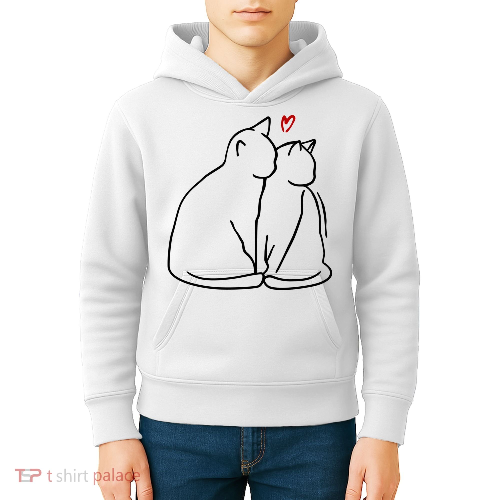Cat Lover Cute Valentine Kids Hoodie