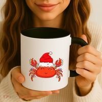 Christmas Lights Crab Wearing Xmas Hat Cute Crab Lover Coffee Mug thumb 3