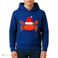 Christmas Lights Crab Wearing Xmas Hat Cute Crab Lover Kids Hoodie thumb 4