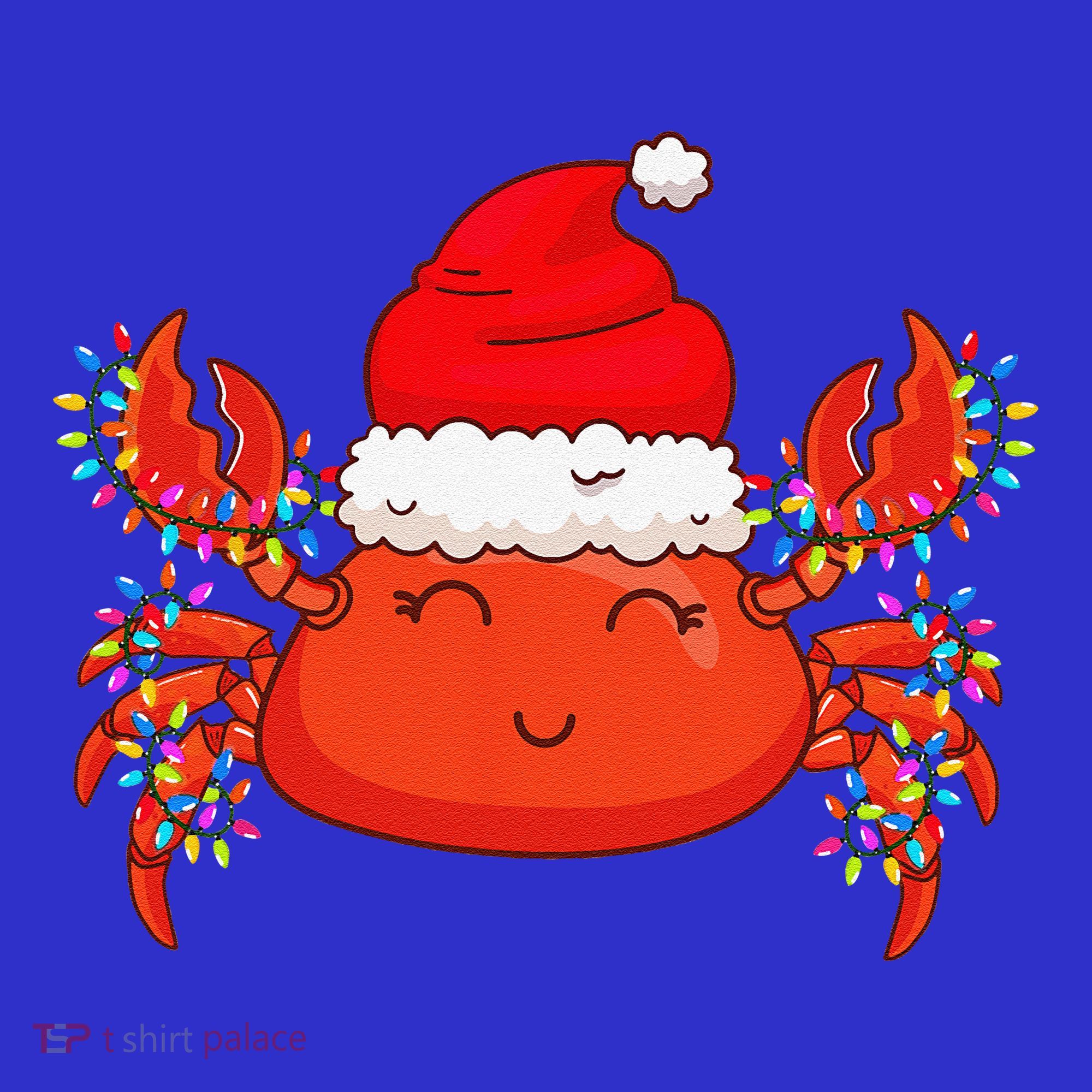 Christmas Lights Crab Wearing Xmas Hat Cute Crab Lover Kids Hoodie