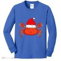 Christmas Lights Crab Wearing Xmas Hat Cute Crab Lover Kids Long Sleeve Shirt thumb 0