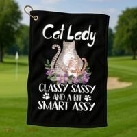 Cat Lady Classy Sassy And A Bit Smart Assy Cute Golf Towel thumb 1