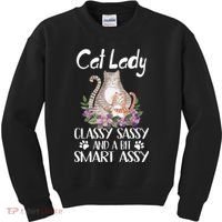 Cat Lady Classy Sassy And A Bit Smart Assy Cute Kids Sweatshirt thumb 0