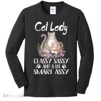 Cat Lady Classy Sassy And A Bit Smart Assy Cute Kids Long Sleeve Shirt thumb 0
