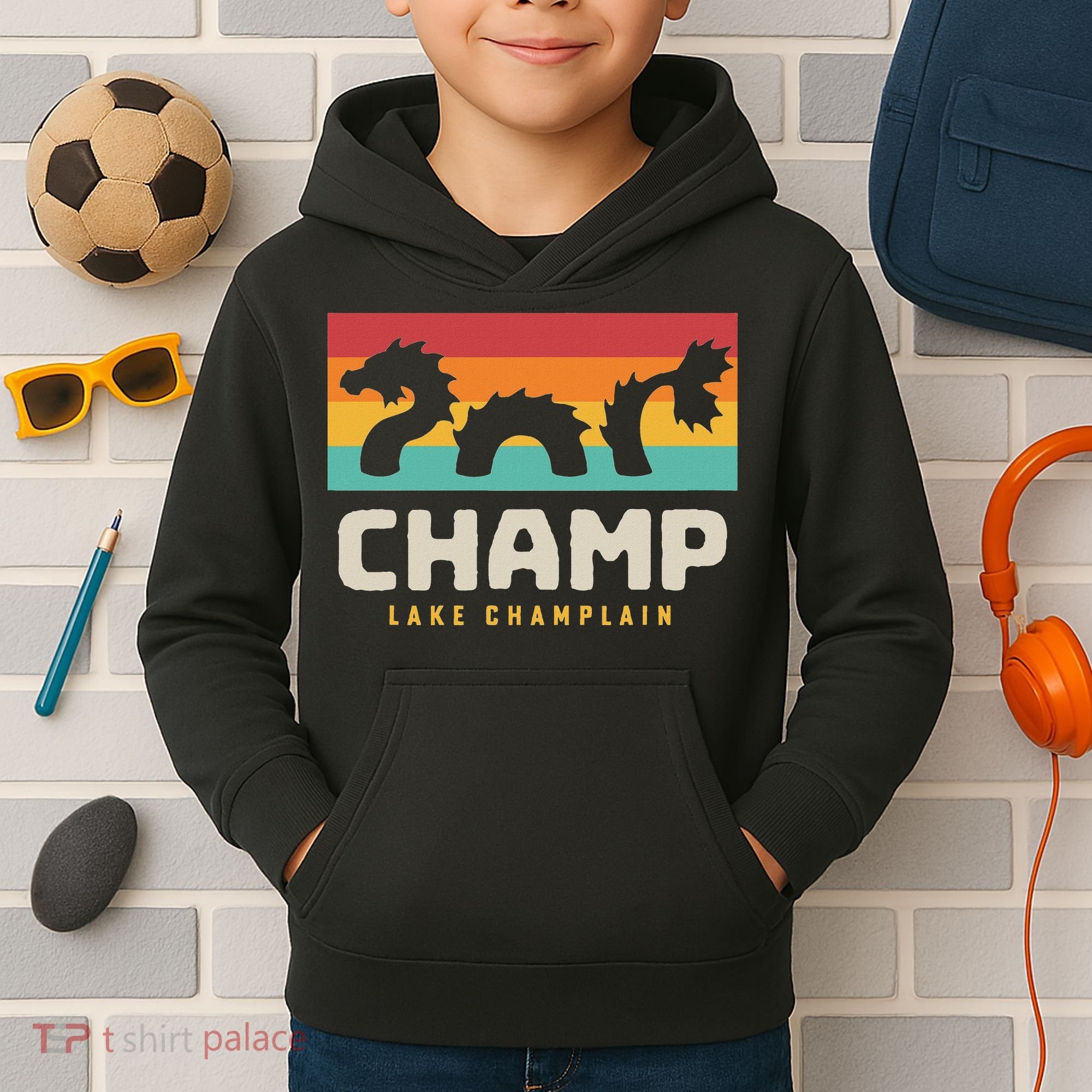 Champ Lake Champlain Monster American Folklore Kids Hoodie