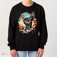 Chihuahua Lover Cute Puppy Peeking Through Cloth Deer Head Gift Women's Sweatshirt thumb 0