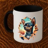 Chihuahua Lover Cute Puppy Peeking Through Cloth Deer Head Gift Coffee Mug thumb 2