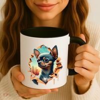 Chihuahua Lover Cute Puppy Peeking Through Cloth Deer Head Gift Coffee Mug thumb 3