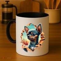 Chihuahua Lover Cute Puppy Peeking Through Cloth Deer Head Gift Coffee Mug thumb 4