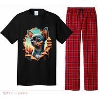 Chihuahua Lover Cute Puppy Peeking Through Cloth Deer Head Gift Pajama Set thumb 0