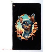 Chihuahua Lover Cute Puppy Peeking Through Cloth Deer Head Gift Golf Towel thumb 0