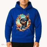 Chihuahua Lover Cute Puppy Peeking Through Cloth Deer Head Gift Hoodie thumb 2