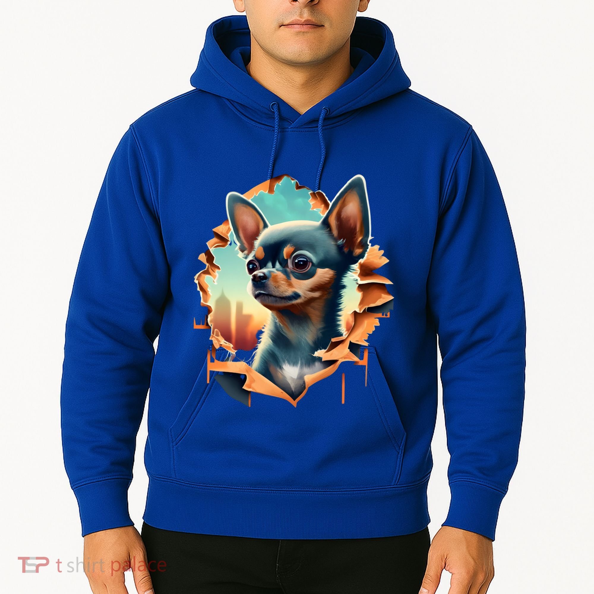 Chihuahua Lover Cute Puppy Peeking Through Cloth Deer Head Gift Hoodie