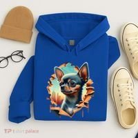 Chihuahua Lover Cute Puppy Peeking Through Cloth Deer Head Gift Hoodie thumb 4