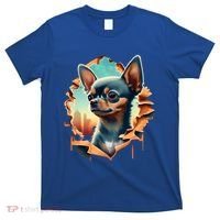 Chihuahua Lover Cute Puppy Peeking Through Cloth Deer Head Gift T-Shirt thumb 0