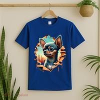 Chihuahua Lover Cute Puppy Peeking Through Cloth Deer Head Gift T-Shirt thumb 2