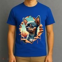 Chihuahua Lover Cute Puppy Peeking Through Cloth Deer Head Gift T-Shirt thumb 3