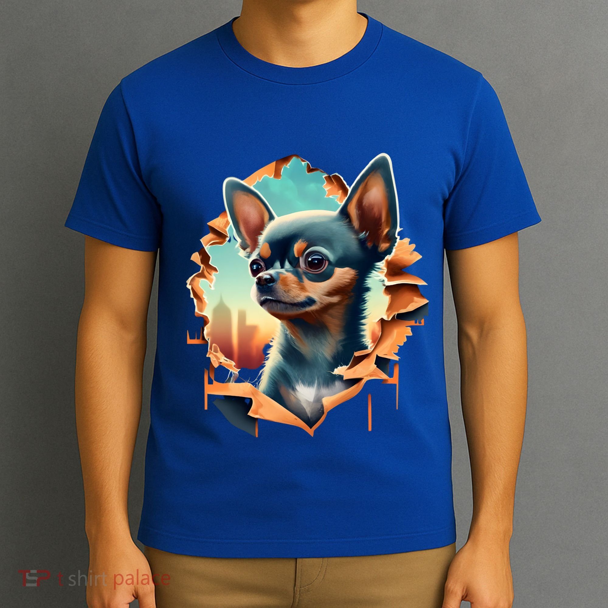 Chihuahua Lover Cute Puppy Peeking Through Cloth Deer Head Gift T-Shirt