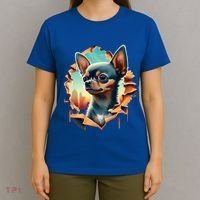 Chihuahua Lover Cute Puppy Peeking Through Cloth Deer Head Gift T-Shirt thumb 4
