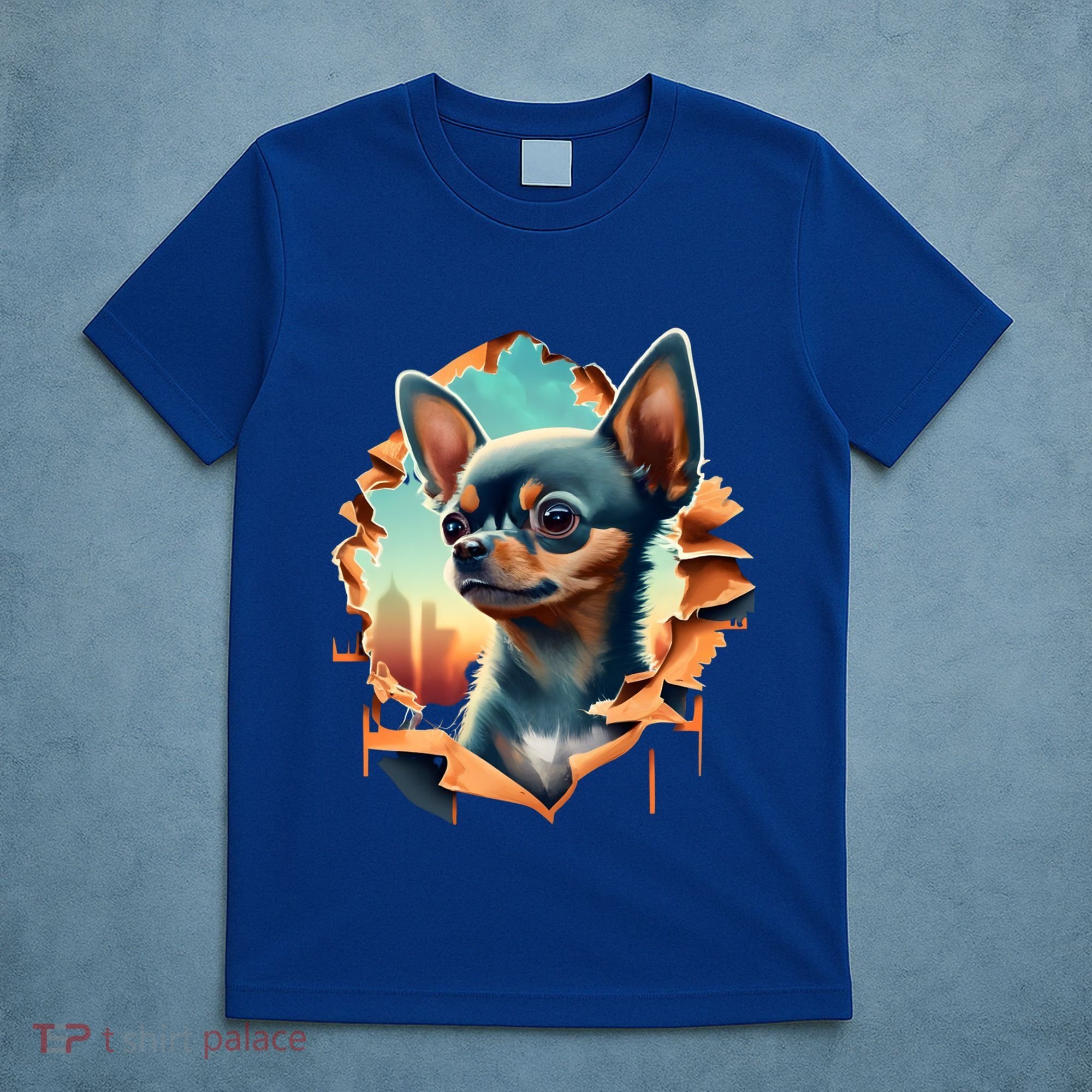 Chihuahua Lover Cute Puppy Peeking Through Cloth Deer Head Gift T-Shirt