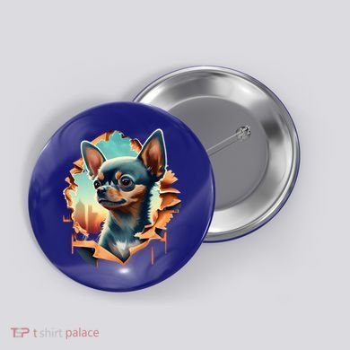 Chihuahua Lover Cute Puppy Peeking Through Cloth Deer Head Gift Button