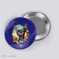 Chihuahua Lover Cute Puppy Peeking Through Cloth Deer Head Gift Button thumb 0