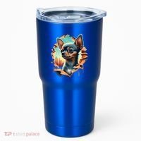 Chihuahua Lover Cute Puppy Peeking Through Cloth Deer Head Gift Tumbler thumb 0
