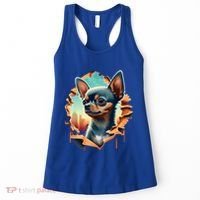 Chihuahua Lover Cute Puppy Peeking Through Cloth Deer Head Gift Women's Tank Top thumb 0