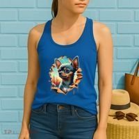 Chihuahua Lover Cute Puppy Peeking Through Cloth Deer Head Gift Women's Tank Top thumb 2