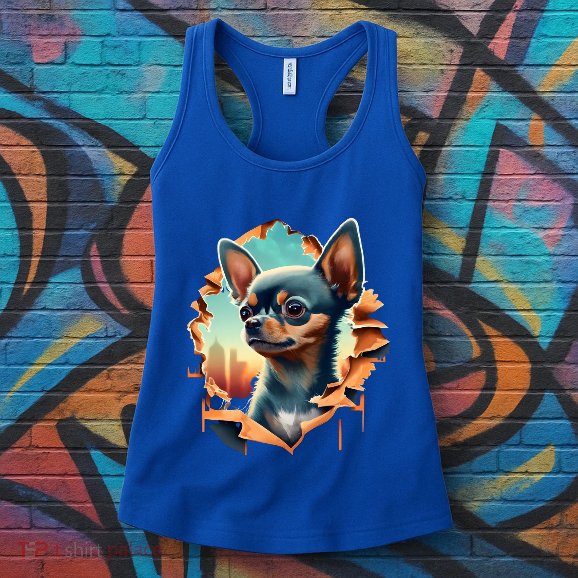 Chihuahua Lover Cute Puppy Peeking Through Cloth Deer Head Gift Women's Tank Top
