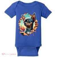 Chihuahua Lover Cute Puppy Peeking Through Cloth Deer Head Gift Baby Bodysuit thumb 0