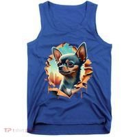 Chihuahua Lover Cute Puppy Peeking Through Cloth Deer Head Gift Tank Top thumb 0