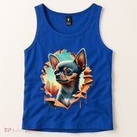Chihuahua Lover Cute Puppy Peeking Through Cloth Deer Head Gift Tank Top thumb 2