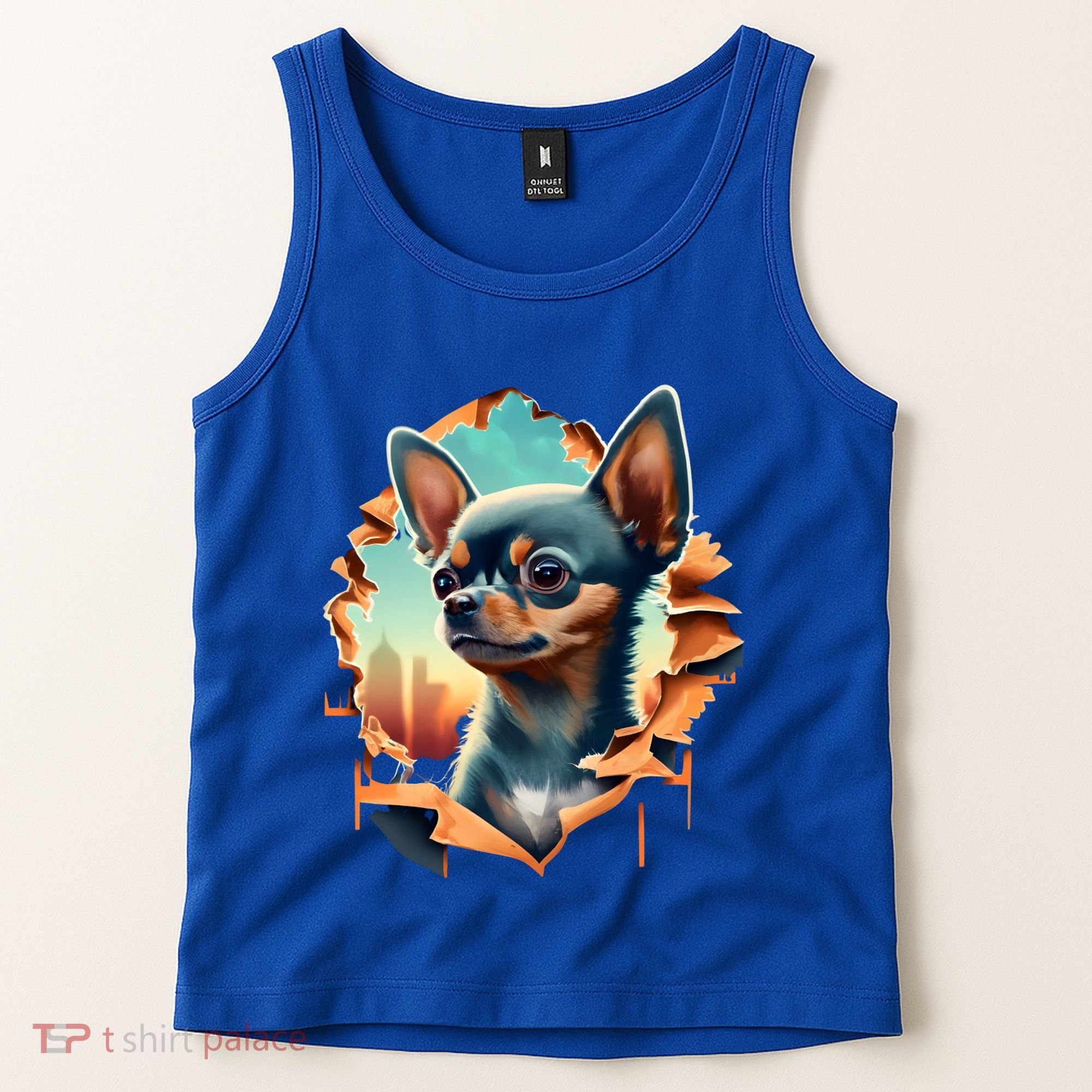 Chihuahua Lover Cute Puppy Peeking Through Cloth Deer Head Gift Tank Top