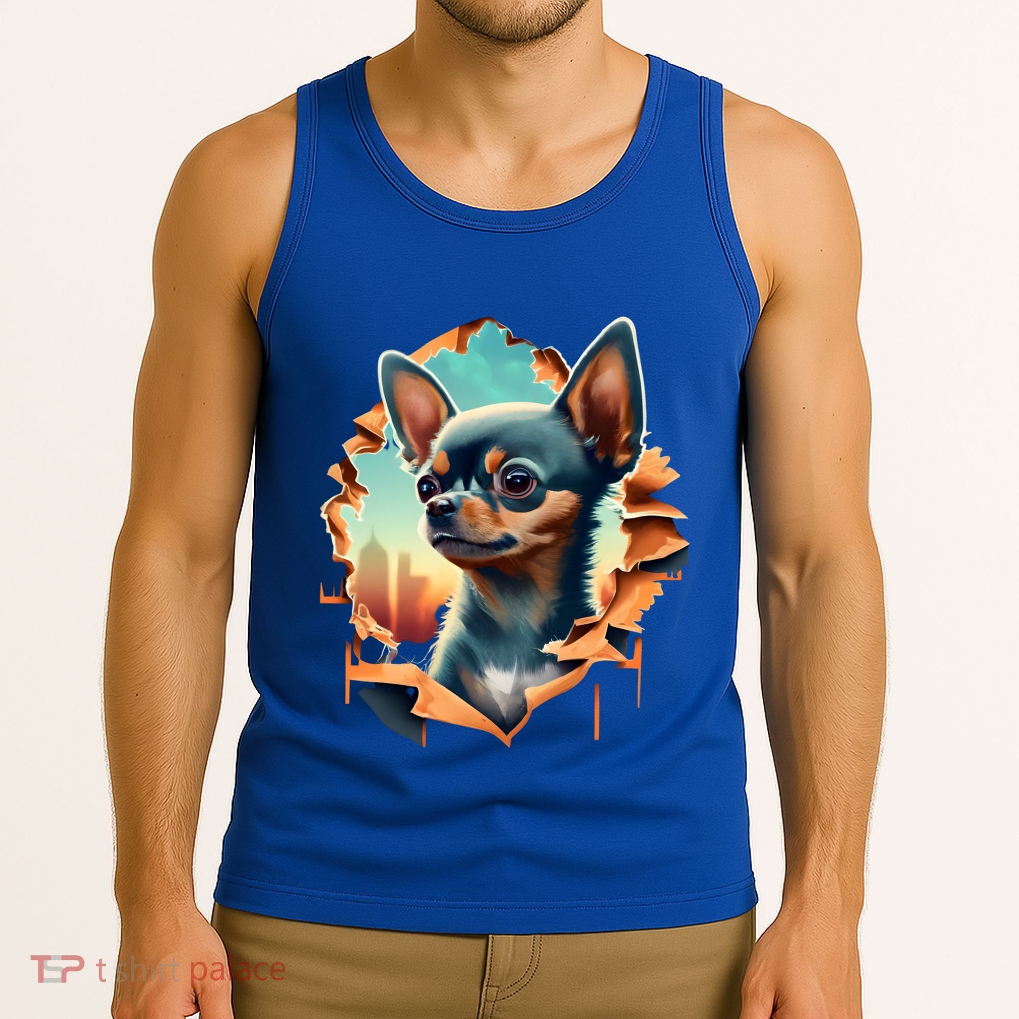 Chihuahua Lover Cute Puppy Peeking Through Cloth Deer Head Gift Tank Top